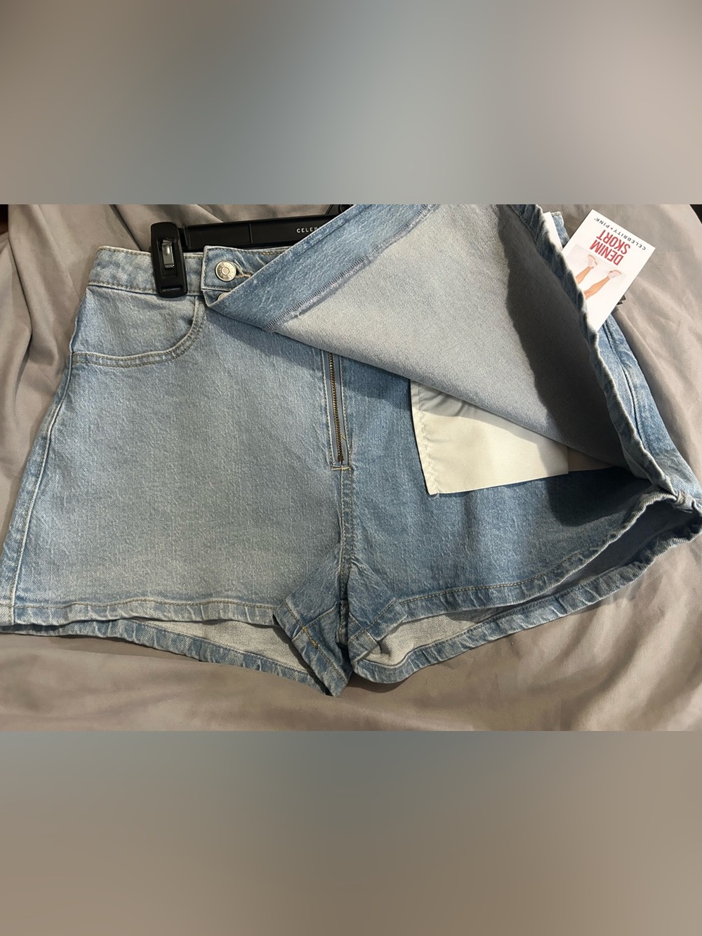 Light Wash Denim Skort - Pale Blue - Picture 2 of 10